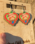 Strawberry Shortcake Hand Painted Wood Dangle Earrings