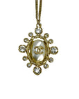 Chanel Crystal CC Necklace Gold Pearly Fashion Jewelry