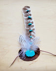 Turquoise Accent Turkey Feather & Leather Hat Band Only 952d