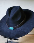 Brown Leather Hat Band w/ Turquoise Slab + Choice of Boho Hat