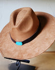 Brown Leather Hat Band w/ Turquoise Slab + Choice of Boho Hat