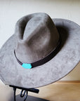 Brown Leather Hat Band w/ Turquoise Slab + Choice of Boho Hat