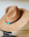 Red Brown Navajo Turq Slab Leather Hat Band + Choice of Hat 986h