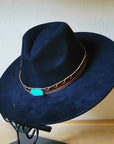 Red Brown Navajo Turq Slab Leather Hat Band + Choice of Hat 986h