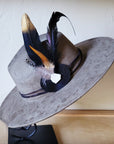 Long Black Gold Feather & Turquoise Slab Hat Band + Choice of Hat 986e