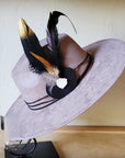 **Boho Western Hat w/ Choice of Feather Hat Band-Taupe 982b