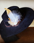 Dark Metallic Feather & Turquoise Slab Hat Band + Choice of Hat 986d