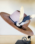 **Boho Western Hat w/ Choice of Feather Hat Band-Taupe 982b