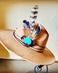 Turkey Feather & Turquoise Slab Hat Band + Choice of Hat 985z