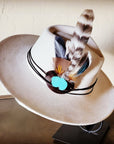 Turkey Feather & Turquoise Slab Hat Band + Choice of Hat 985z