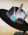 Guinea Marabou Feather & Turquoise Slab Hat Band + Choice of Hat 985y