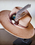 Peacock Guinea Feather & Turquoise Slab Hat Band + Choice of Hat 985w