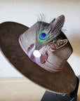 Peacock Guinea Feather & Turquoise Slab Hat Band + Choice of Hat 985w