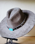 Spotted Hide w/ Turquoise Slab Leather Band + Choice of Boho Hat 985u