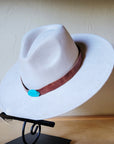 Cognac w/ Turq Slab Leather Band + Choice of Boho Hat 985r