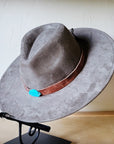 Cognac w/ Turq Slab Leather Band + Choice of Boho Hat 985r
