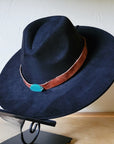 Cognac w/ Turq Slab Leather Band + Choice of Boho Hat 985r