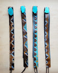 Blue Navajo Turquoise Slab Leather Band + Choice of Boho Hat 985p