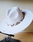 Gold Aztec Turquoise Slab Leather Band w/ Choice of Boho Hat 985n