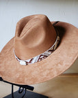 Gold Aztec Turquoise Slab Leather Band w/ Choice of Boho Hat 985n