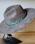 Cowboy Turquoise Western Leather Band w/ Choice of Boho Hat 984y