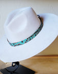 Cowboy Turquoise Western Leather Band w/ Choice of Boho Hat 984y