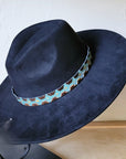Blue Navajo Western Leather Band w/ Choice of Boho Hat 984x