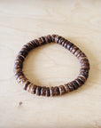 Wood Disc Beaded Stretch Bracelet 800oa