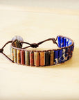 **Woven Picasso Jasper & Lapis Beaded Bracelet 809z