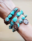 Chunky Blue Turquoise Beaded Bracelet 809o