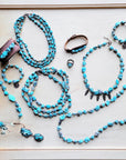 Chunky Blue Turquoise Beaded Bracelet 809o