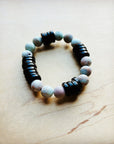 **Frosted Aqua Terra and Wood Stretch Bracelet (808y)