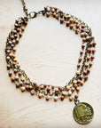 Picture Jasper Collar Necklace w/ Indian Buffalo Coin 259b