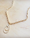 **Matte Gold Necklace w/ Matte Gold Pearl Pendant 259o