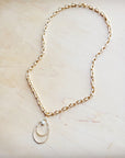 **Matte Gold Necklace w/ Matte Gold Pearl Pendant 259o