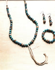 Frosted African Turquoise and Wood Earrings (220d)