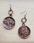 Copper Indian Buffalo Head Earrings 221e
