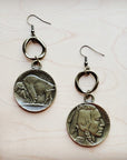 Antique Gold Indian Buffalo Head Earrings 221f