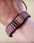 **Woven Picasso Stacked Stone Beaded Bracelet 810n