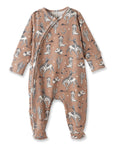 Wild Wrangler/Brown Western Baby Boy Bamboo Zipper Romper