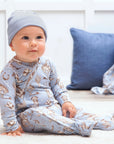 Wild Wrangler/Blue Western Baby Boy Bamboo Zipper Romper