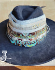 White and Gold Gator Embossed Leather Hat Band Only 951g