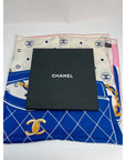 Chanel Silk Pink Black Blue Scarf