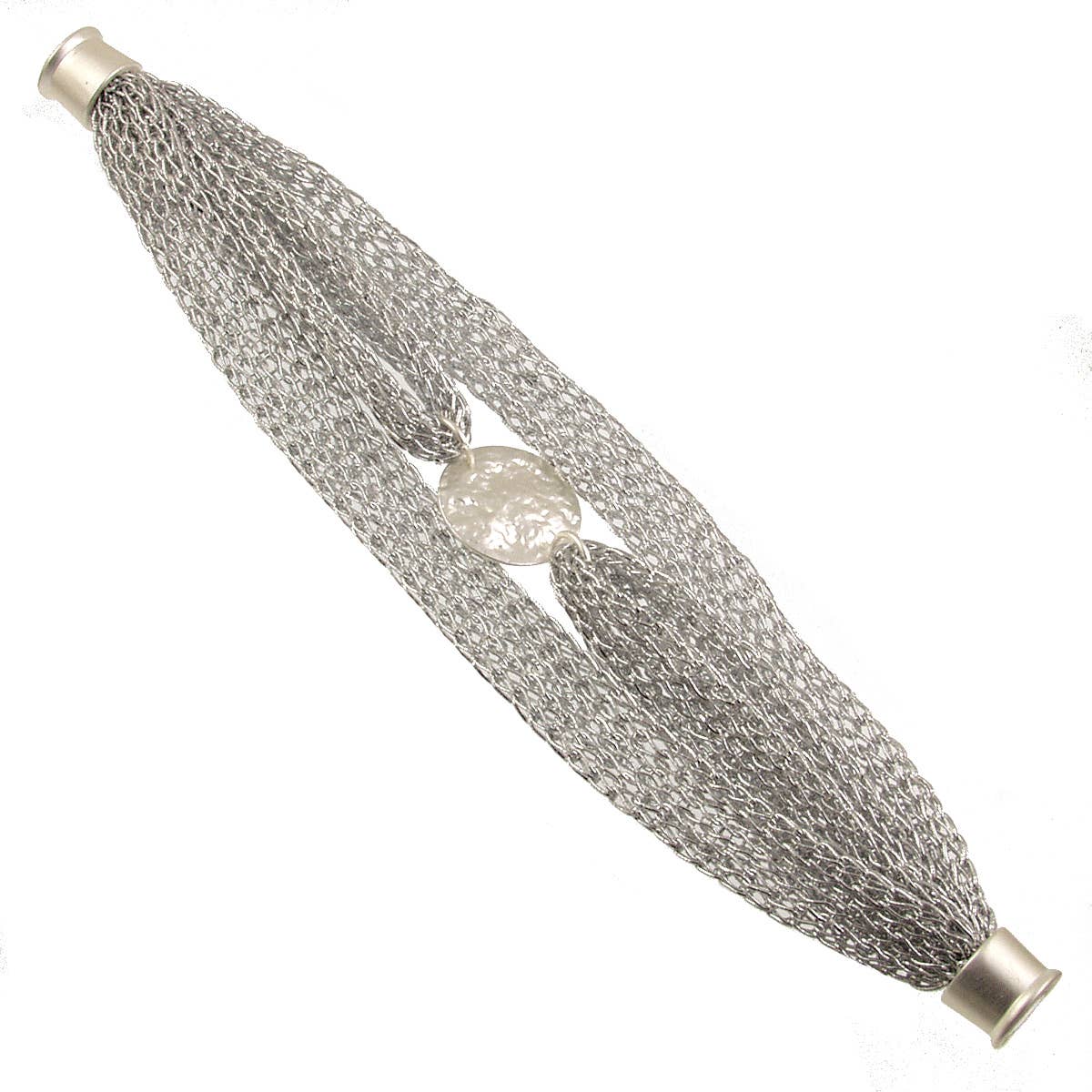 Hammered Coin component with woven thread chain Bracelet