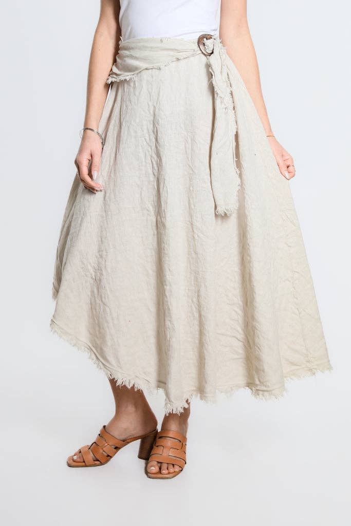 Tina Stephens Maureen Diagonal High Low Linen Skirt SS104