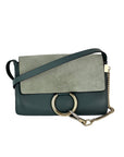 Chloe Faye Chain Suede Leather Gray Blue Crossbody Bag