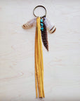 Boho Western Boot Bling Charm with Leather Fringe 500c