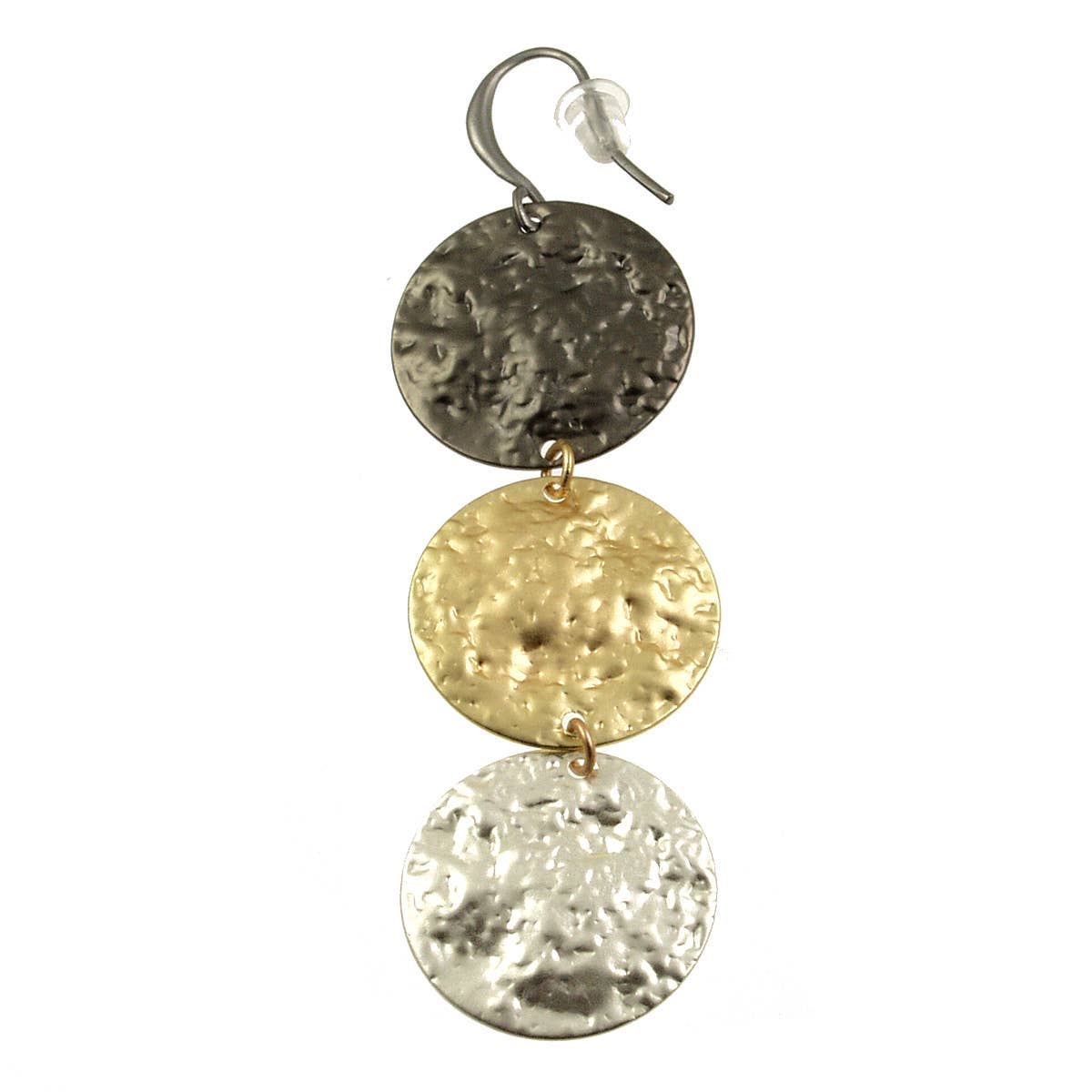 Hammered Silver and gold three Coins Earrings