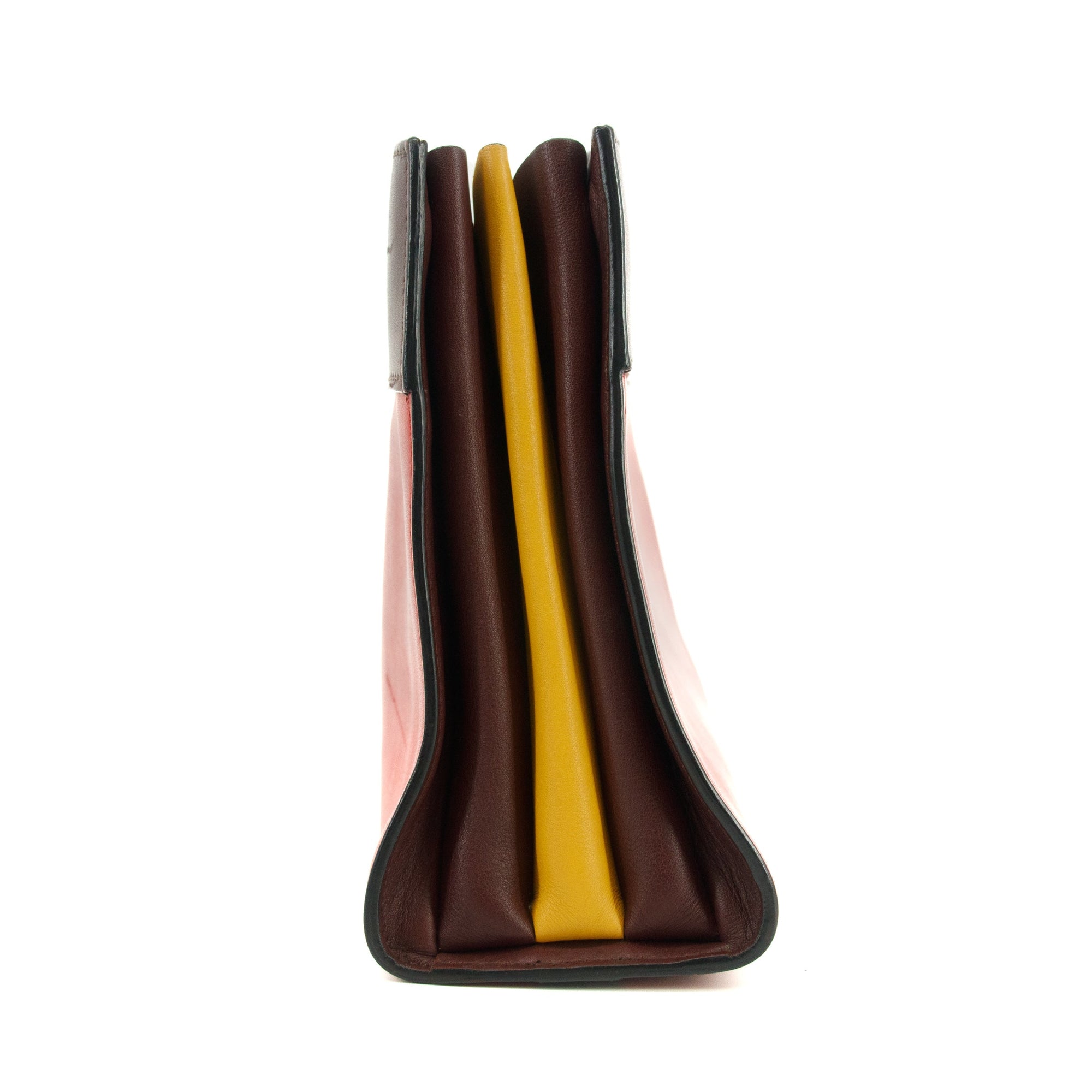 Prada Calfskin Bicolor Red x Burgundy Shoulder Bag