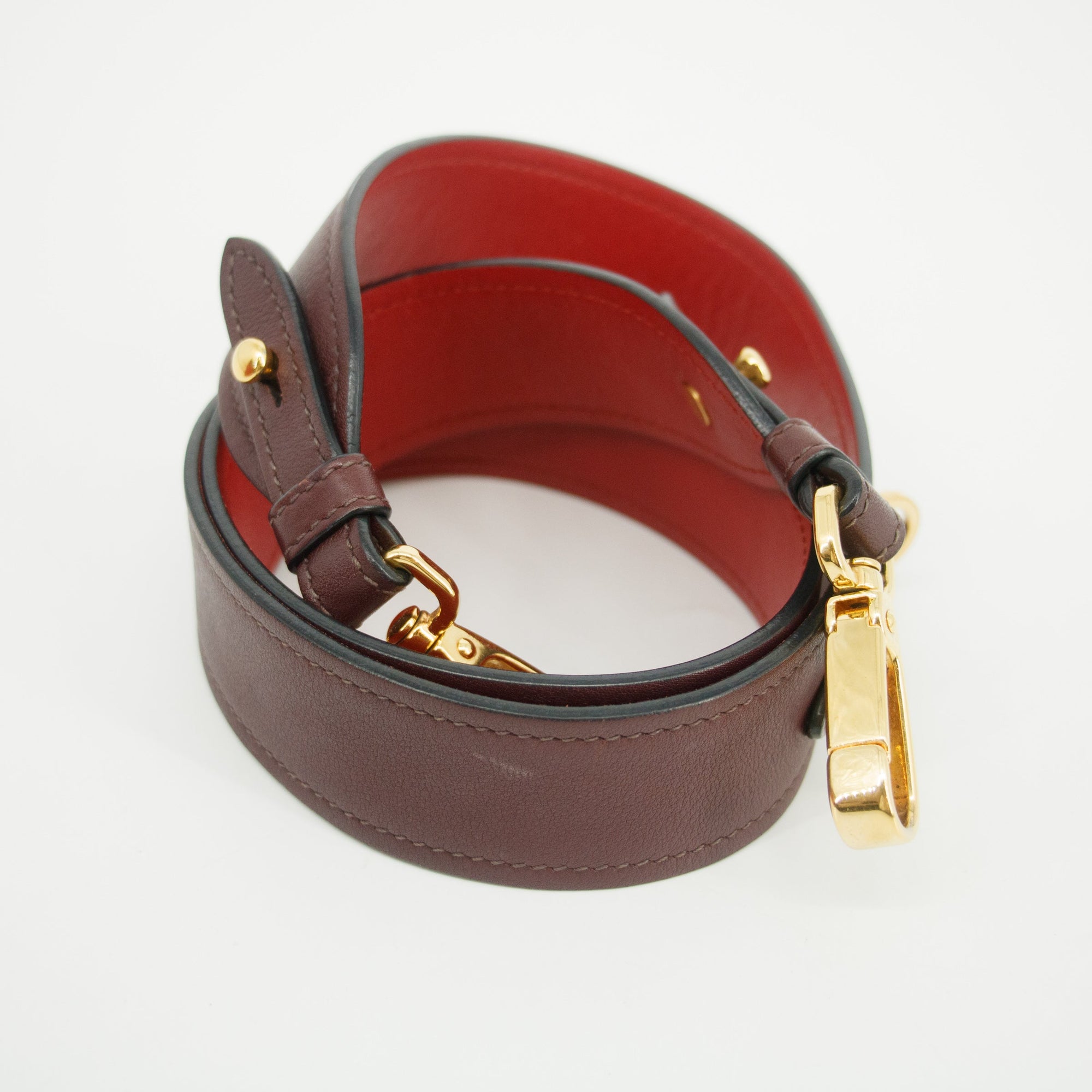 Prada Calfskin Bicolor Red x Burgundy Shoulder Bag
